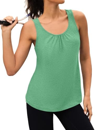 3rd hill Workout Tank Tops for Women Racerback Sleeveless Yoga Top Loose Fit Gym Shirt Running Athletic Tanks Aqua S - Thumbnail 2