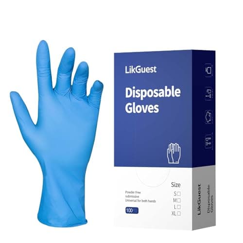 LikGuest Nitrile Disposable Gloves, 4 Mil, Latex-Free & Powder-Free, Durable, Ideal for Cleaning, Food Handling and Household Use, Large, Blue, 100-Count - Image 1