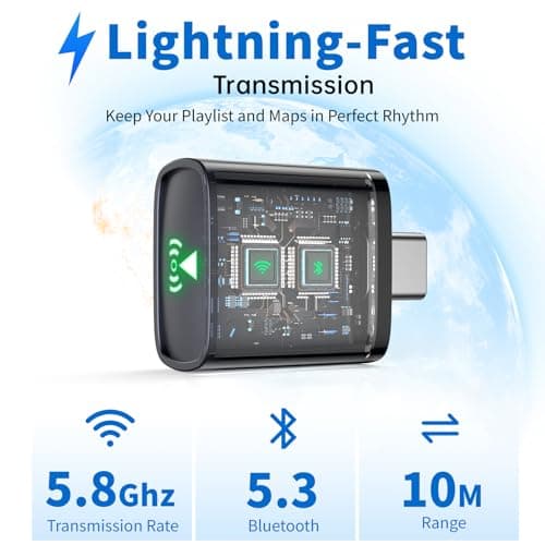 Wireless CarPlay Adapter for Apple iPhone 2025 Upgrade, Converts Factory Wired to Wireless, No Delay, Stable Connection, Mini Apple Carplay Wireless Adapter for iOS 10+ and Car from 2018+,USB/Type C - Thumbnail 4