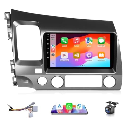 XGU 4G+64G Car Stereo for Honda Civic 2006 to 2011 Radio Apple CarPlay Android Auto, 9IN IPS Touch Screen for Civic Car Play Player BT, 5G WiFi, GPS Navi, AUX, FM RDS, DSP HiFi, Camera, Support Airbag - Image 1