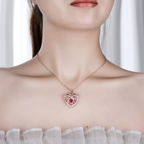 Birthday Gift for Women, Wife Birthsday Gift Ideas,30th 40th 50th 60th Birthday Gifts for Her,Rose Heart Birthstone Pendant Necklaces Anniversary Valentine Jewelry Gifts for Girlfriend,July - Thumbnail 3