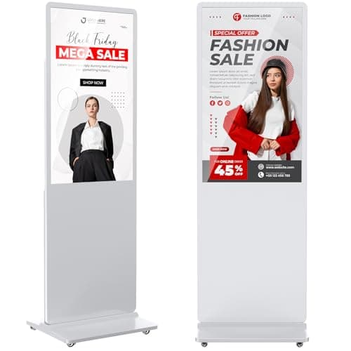 YCKJNB 43 inch Indoor Digital Signage 4K LCD Screen IPS Floor Standing Digital Kiosks Interactive Displays with WiFi HDMI/USB Input Auto AD Player, Android OS White - Image 1