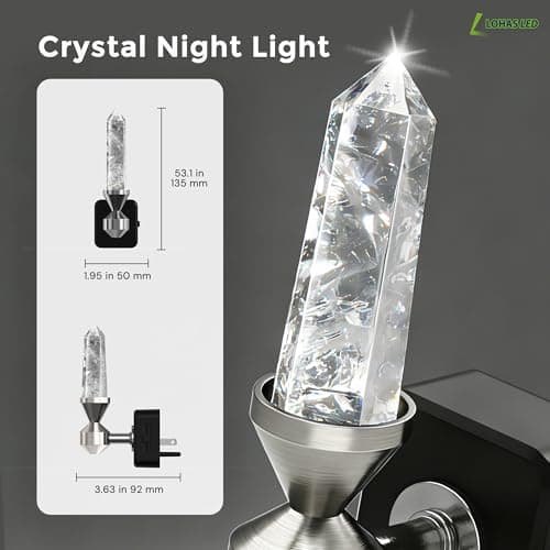 L LOHAS LED Night Light: Night Lights Plug into Wall, 2 Pack Dimmable Night Light Aesthetic Crystal, Warm Light 3000K, Dusk to Dawn Sensor, Healing Stone Decorative Nightlight for Home Living Room - Thumbnail 5
