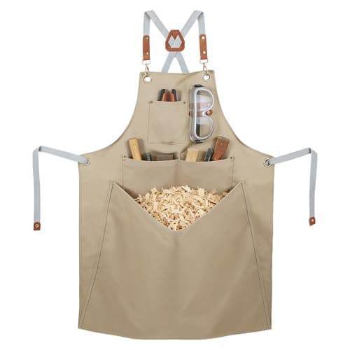 VKDDM Wood Carving Apron with Chip Catcher, Adjustable Canvas Woodworking Apron for Men with Large Pouch, Wood Working Tool Apron Gift for Men | Father's Day | Woodworkers - Image 1