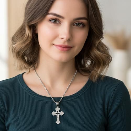 Jekvill Silver Cross Necklace for Women & Men - Dainty cross necklace Hypoallergenic Minimalist Pendant Necklaces - Faith-Inspired Jewelry Gift - Thumbnail 3