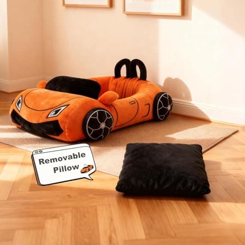 VIEFIN Cute Cat Beds Kitten Beds, Soft Small Dog Beds, Washable Pet Beds for Puppy and Kitty, Funny Supercar Cat Toys, 24 Inch - Thumbnail 2