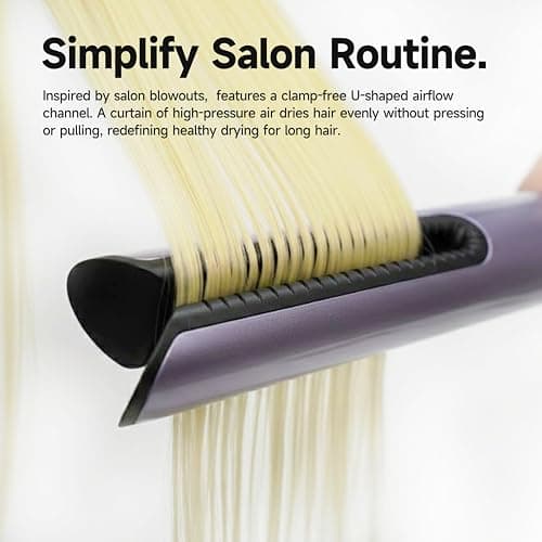 Hair Dryer Air Straightener Non-Movable Clamp Flat Iron No Heated Plates No Damage No Hand-Feeding Automatic Draws Hair Straighteners 2 in 1 Dry & Straight Styling Blower Tool for Women 1A to 2A Hair - Thumbnail 2
