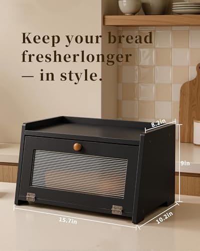 TIRYIUOU Bread Box for Kitchen Countertop: Large Capacity Farmhouse Bread Bin with Acrylic Window, Storage Container for Homemade Bread, Large Bread Holder for Kitchen Counter, Pantry Shelf - Thumbnail 5