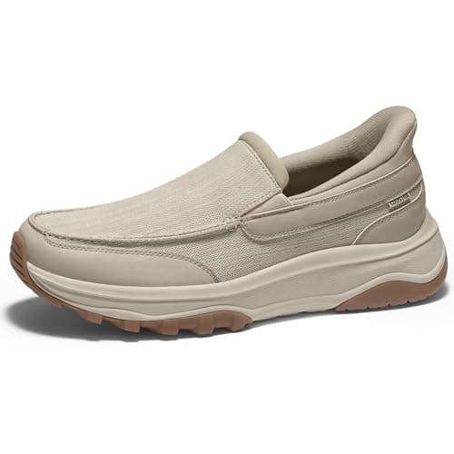 Coostar Slip On Shoes for Men Orthopedic Walking Loafers with Arch Support Canvas Shoe Casual Khaki Size 11 Wide
