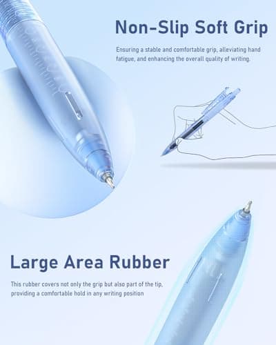 Four Candies Writing Ink Pens with Black & Blue Ink and 2Pack Highlighter, Retractable 0.5mm Smooth Fine Point Pens,Blue Pens for School,Office Girly Stationery Aesthetic Desk Accessories Set of 14 - Thumbnail 4
