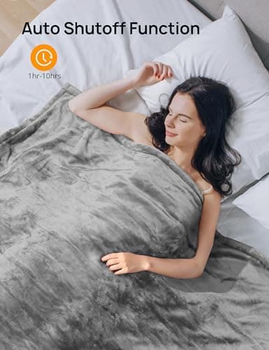 Electric Heated Blanket, Heated Throw Blanket 60" x 50" Soft Flannel Fast Heating Blanket with 10 Heating Levels 1-12 Hours Timer Auto-Off Protection Gifts for Women Men - Thumbnail 5