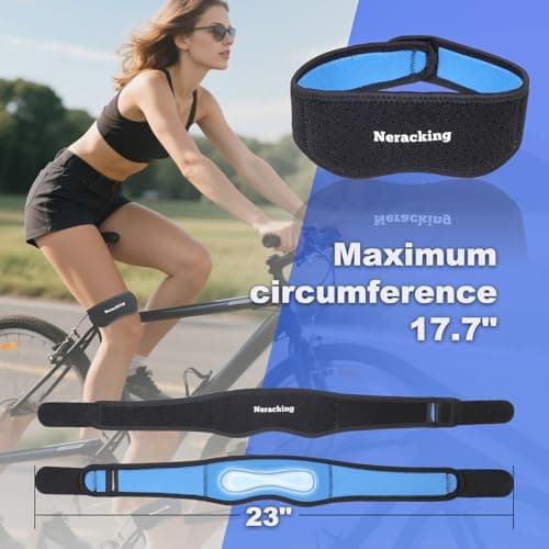 Neracking IT Band Strap, Adjustable IT Band Relief, Iliotibial Band Compression Wrap for Running, Cycling, Hiking, Exercising, Athletic Stabilizer for Men, Women (Blue Inside, 1 pc) - Thumbnail 4
