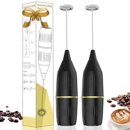 2 Pack Electric Milk Frother Wand, Black | Powerful Motor for Fast Creamy Froth, Easy Clean, Coffee, Latte, Matcha, Hot Chocolate - Image 1