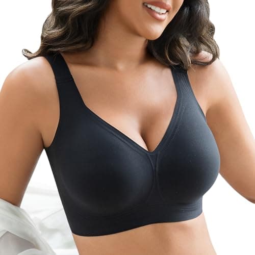 Ezrnoxc Wireless Bras for Women No Underwire Support Push-Up Full Coverage Seamless Plus Size Everyday Comfort Bra Black - Image 1