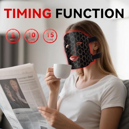 Snomd Red Light Therapy Mask for Face - FDA-Cleared Portable LED Mask with 7 Colors & Near-Infrared, Remote & 3 Timers, Comfort Eye Pads for Anti-Aging, Wrinkles, Acne, Cordless for Home Travel - Thumbnail 3