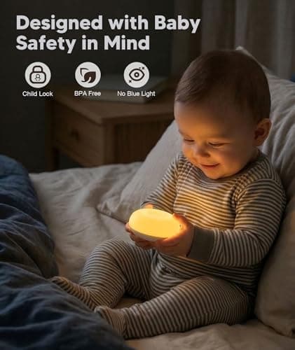 Baby Night Light 1800K No Blue Light, Nursery Night Egg Light for Breastfeeding,Amber BPA-Free Silicone Lamp with Child Lock, Dimmable Touch & Flip Control, Rechargeable Bedside Light for Kids Toddler - Thumbnail 5