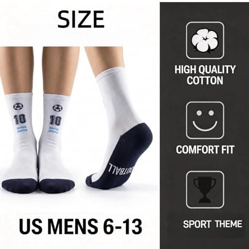 ZAOMENG Funny Socks for Men,Fun Soccer Socks,Novelty Crew Socks,Cool Soccer Gifts for Teens,Youth,Sports Fans and Players,Cotton Socks 2 Pairs - Thumbnail 3
