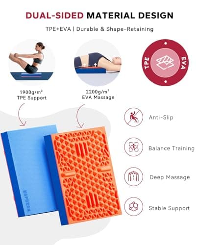 HAPBEAR Exercise Balance Pad - 15"x12" Non-Slip Textured Foam Balance Pad with 2-in-1 Stability & Massage - 2.2" Thick TPE Layer with Soft Cushioning + EVA Massage Layer for Physical Therapy, Core Training & Massage - Thumbnail 3