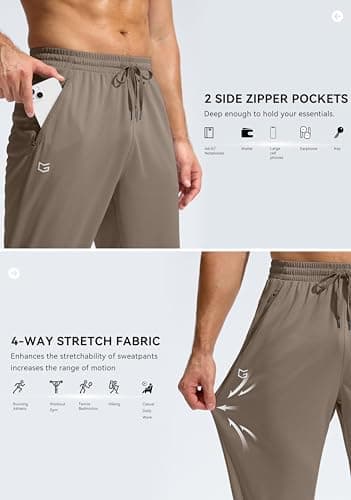 G Gradual Men's Sweatpants with Zipper Pockets Lightweight Mesh Athletic Pants for Men Open Bottom Workout Gym Running - Thumbnail 4