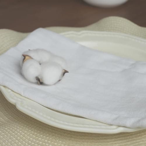 Plobeca Cloth Napkins Set of 12,18x18 Inches White Cotton Blend Napkins Cloth Washable and Reusable for Dinner,Parties,Wedding - Thumbnail 3