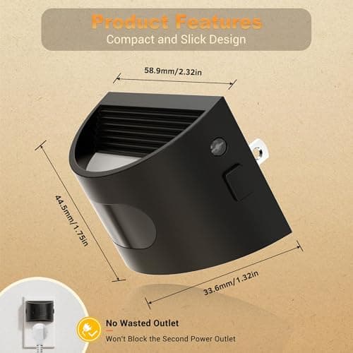 JandCase Motion Sensor Night Light, Night Lights Plug into Wall, Dusk to Dawn Sensor Nightlight with Motion Activated, 30/60/100lm Brightness Dimmable, 3000K Warm White, for Kids Bedroom Hallway - Thumbnail 6