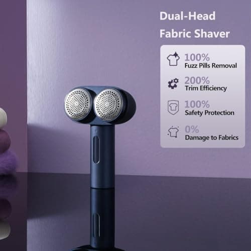 Nesugar Electric Professional Dual-Head Fabric Shaver and Lint Remover and Clothes Shavers with Green Light aided Identification, 3-Speeds (M5) - Thumbnail 3