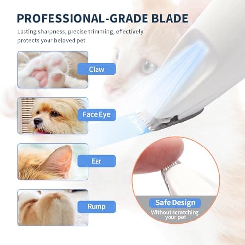 OttaFull Dog Paw Trimmer for Grooming with LED Light - Ultra Quiet Pet Hair Trimmer for Paw's Feet, Ears, Face, Eyes - Professional Electric Paw Trimmer for Dogs & Cats - Thumbnail 4