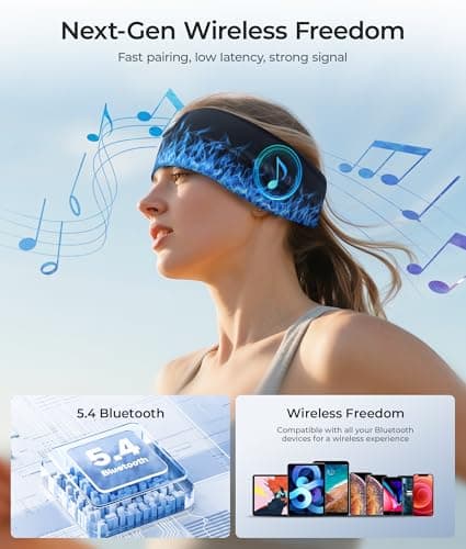 LOVE EYE Sleep Headphones Wireless Headband Headphones Bluetooth 5.4 for Side Sleeper Bluetooth Headband Earphones for Sports for tech Gadgets Gifts (Flame Blue) - Thumbnail 6