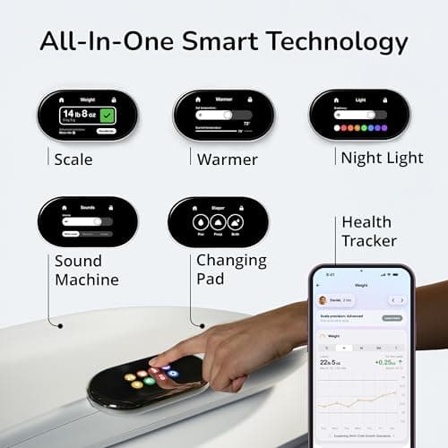 Woddle Multifunctional Smart Baby Changing Pad with Medical Grade Scale for Critical Weight Monitoring + AI App, Noise Machine, Warmer, Night Light, Touchscreen Tracker, All-in-One - Thumbnail 4