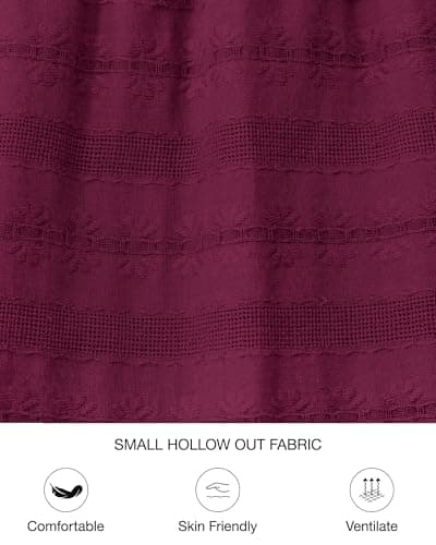 BTFBM Womens Summer 2026 Casual Midi Maxi Dresses Lightweight Short Sleeve V Neck Elastic Waist Boho Beach Dress Pockets(Wine Red, Small) - Thumbnail 5
