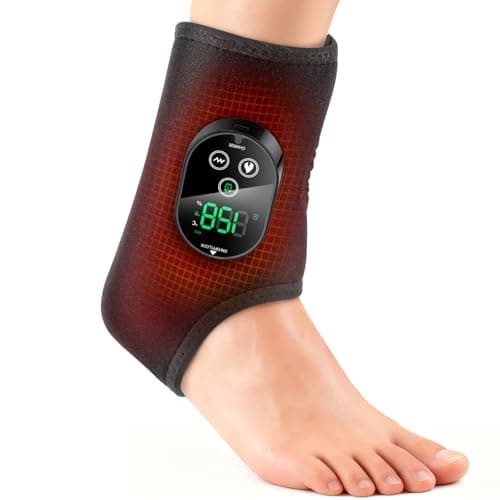 Cordless Foot and Ankle Massager for Pain Relief, FSA Eligible HSA,Rechargeable Foot Massager for Neuropathy Ankle Heating Pad Wrap with Massage for Circulation, 6Heat &3Vibration Levels&Timer (Black) - Image 1