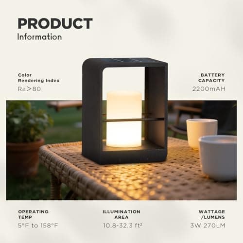 Linkmoon Solar Lanterns Outdoor Waterproof, Patio Lights with 3000K LED, Outdoor Lights Solar Powered with Remote Control, Floor Lamp for Garden, Yard, Deck, Backyard, Porch and Landscape Lighting - Thumbnail 4