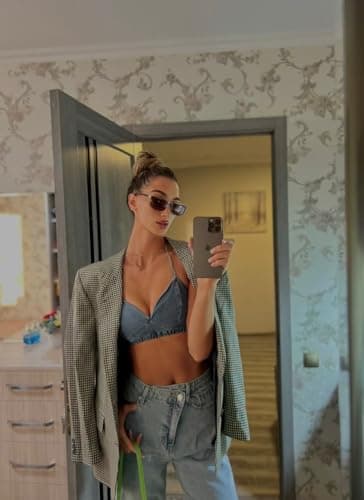 HDLTE Women's Wide Leg Criss Cross High Waist Baggy Jeans - Loose Boyfriend Denim Pants - Y2K 90s Wide Legged Jeans - Thumbnail 2