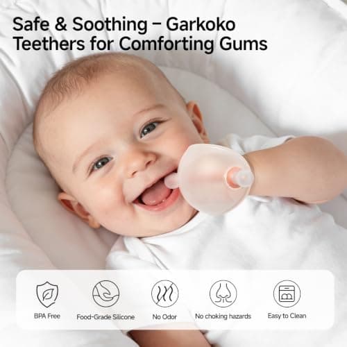Garkoko Baby Teething Toys for Teething Relief, Silicone No-Drop Baby Teether Toys for 3-6 & 6-18 Months, BPA-Free Infant Chew Toy - Thumbnail 4