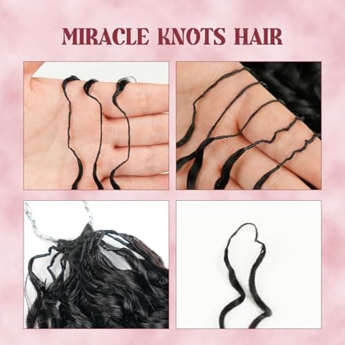 Burmese Curly Crochet Human Hair 20 Inch Miracle Knots Feather Crochet Hair 100 Strands Pre-Separated 3C 4A Texture Reusable Human Hair Extensions for Women Extensions Natural Black - Thumbnail 6
