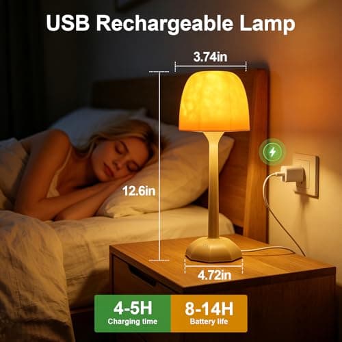 DEXULESA Rechargeable Table Lamp with Remote Control, 16 Color Changing LED Night Light with Water Ripple Projection, Adjustable Brightness for Bedroom, Office, Home Decor - Thumbnail 4