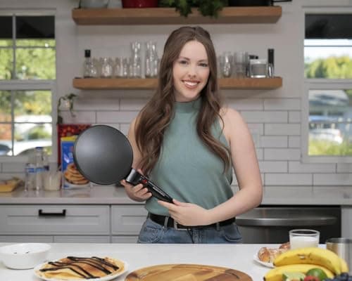 Crepe Maker Electric, 8" Crepe Pan Nonstick with Batter Spreader & Dipping Tray, 800W Quick Heat-Up & Auto Temperature Control for Perfect Pancakes, PFOA & BPA Free, Easy Clean Red - Thumbnail 5