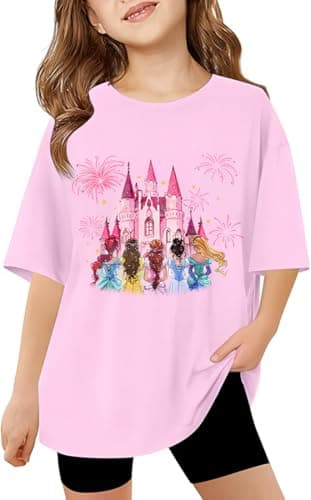 Magic Kingdom Shirts for Girls Magical Castle Princess Oversized T Shirts Kids Family Vacation Short Sleeve Tops - Image 1