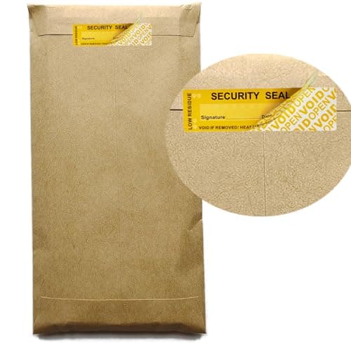 TSPC SECSEAL 100pcs 25x90mm Heat Tampering Fluorescent Mark Low Residue Tamper Evident Anti Counterfeit Tamper Proof Stickers Labels Seals (1 x 3.54 Inches, Matte Yellow, Barcode Serial Number) - Thumbnail 5