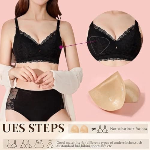 DEPOVOR Large Size Double-Sided Sticky Inserts Lightly Padded for D+ Cups, Reusable Adhesive Lifting Bras for Large Bust Nude - Thumbnail 4