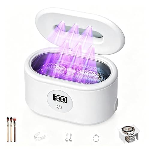 Miorcols Ultrasonic Jewelry Cleaner, Ultrasonic Cleaner Machine with Digital LED Display, 20oz 304 Stainless Steel Tank for Jewelry, Eyeglasses, Watches, Dentures, Retainers & More - White - Image 1