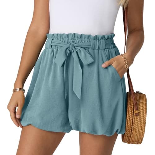 FREEOAK Womens Summer Shorts Flowy Baggy Linen Bubble Short Cute Mini Skirts Bubble Dress Lounge XX-Large - Image 1