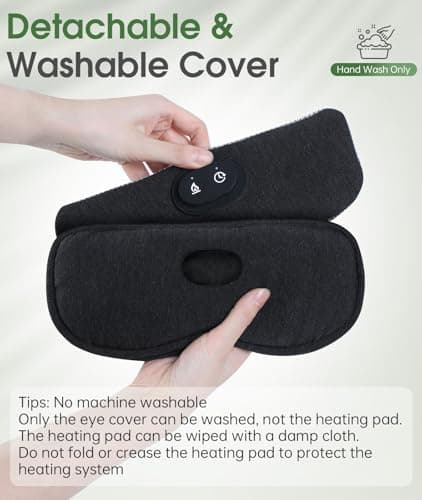 Detachable Heated Eye Mask, Cordless Eye Mask for Dry Eyes & Puffiness, Algae Fiber Ultra-Soft Nose Bridge Light-Block for Deeper Sleep – Graphene Layer Warm Compress & Cold Pack,Travel Essentials - Thumbnail 6