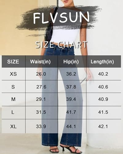 Flvsun Women's High Waisted Wide Leg Jeans Strechy Straight Leg Baggy Jeans Denim Pants Trendy 2026 Dark Blue L - Thumbnail 6