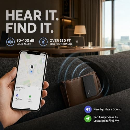 Wallet Tracker Card Apple Find My (iOS Only), Rechargeable Air Tracker Tag, Waterproof Item Finder for Wallet, Bags, Passport, Custom Charger Included, 0.07inch, Men's Gifts - Thumbnail 6