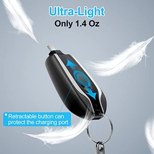 EMNT Keychain Portable Charger for USB C,2000mAh Mini Power Emergency Pod,Small Andriod Cell Phone Charger,Type C Power Bank Battery Pack for iPhone15,16 Plus,17 pro max,Charger for Samsung More - Thumbnail 3