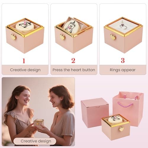 mountova Valentine’s Day Gift for Her，Creative Birthday Surprise Cake Box with a Built-in Surprise Button – birthday gift for girlfriends, mothers and grandmother (pink-2) - Thumbnail 2