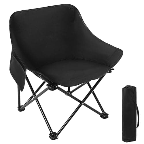 UOEPOWA Folding Chair, Ultra-Lightweight Portable Camping Chair, 330 lbs Weight Capacity, Ideal for Outdoor Gatherings, Beach, Fishing, and More with backrest and Carrying case(Black) - Image 1