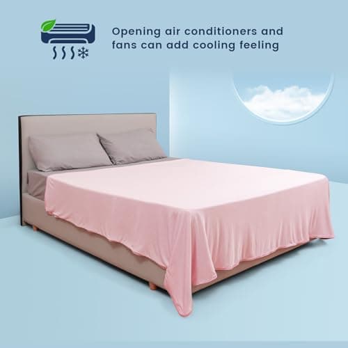Danctec Cooling Blanket Twin for Night Sweats, Summer Double Side Throw for Hot Sleepers, Arc-Chill Q-Max>0.4 Cool Fiber for Bed Couch Sofa, Lightweight, Comfort, Thin, Single Size, 59x79 inch, Pink - Thumbnail 5