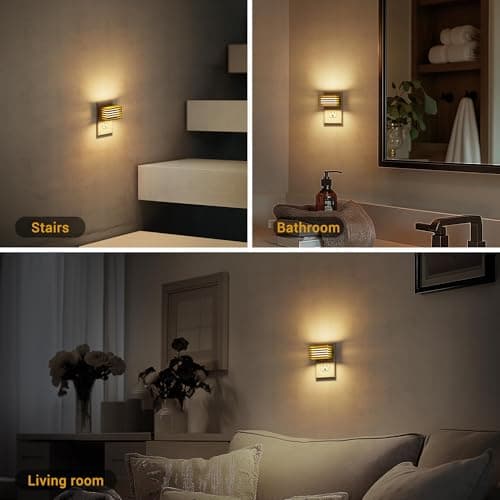 JandCase LED Night Light, Gold Night Lights Plug into Wall with Dusk to Dawn Sensor, Dimmable Plug in Night Light [2 Pack], Adjustable Brightness, 3000K Soft White Nightlight for Bedroom Bathroom - Thumbnail 5